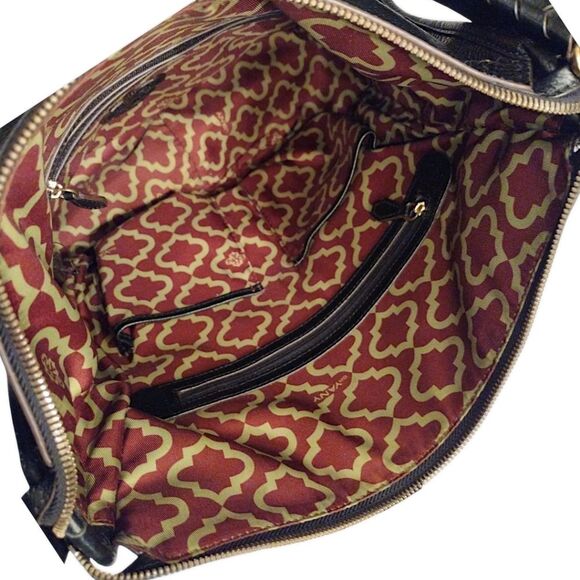 orYANY 'Madelyn' Pebbled Leather Braided Hobo Shoulder Bag, Black/Gold, LIKE NEW - Picture 8 of 11